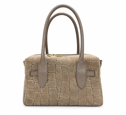 Structured Handbag in Genuine Printed Suede Leather - Made in Italy - Art. 26156