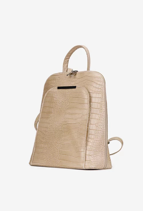 Structured Backpack in Genuine Croco Leather - Made in Italy