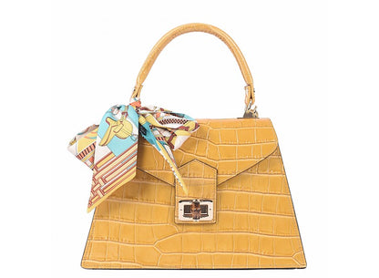 Structured Handbag in Genuine Croco Leather - Made in Italy - Art. 23332