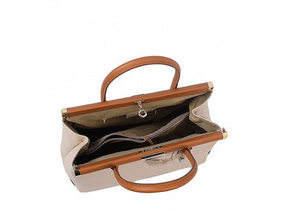 Structured Handbag in Genuine Dollar Leather - Made in Italy - Art. 23300