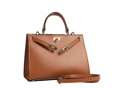 Structured Handbag in Genuine Dollar Leather - Made in Italy - Art. 24040