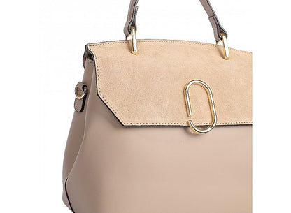 Structured Handbag in Genuine Suede and Dollar Leather - Made in Italy - Art. 26003