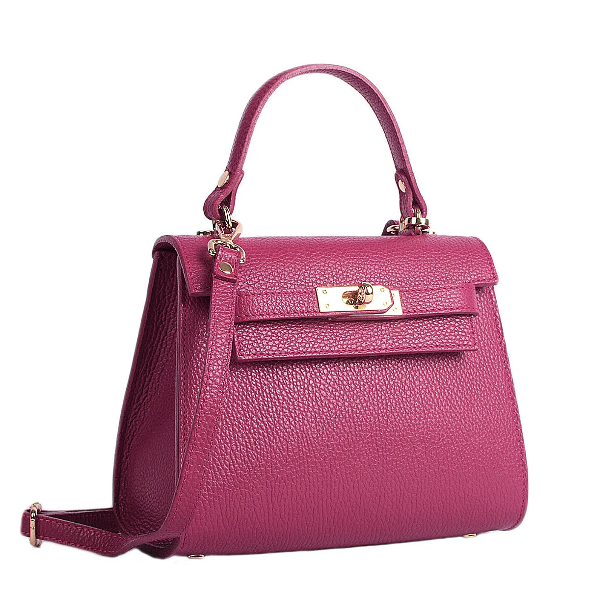 Structured Handbag in Genuine Dollaro Leather - Made in Italy - Art. 26054