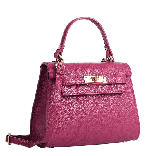 Structured Handbag in Genuine Dollaro Leather - Made in Italy - Art. 26054