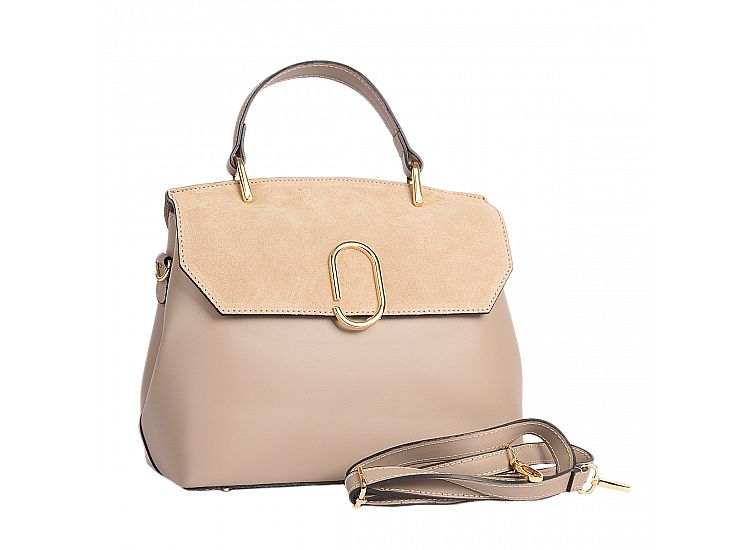 Structured Handbag in Genuine Suede and Dollar Leather - Made in Italy - Art. 26003