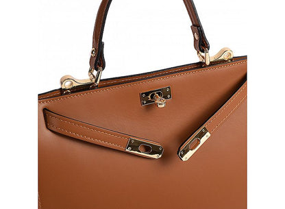 Structured Handbag in Genuine Dollar Leather - Made in Italy - Art. 24040