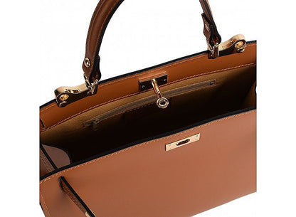 Structured Handbag in Genuine Dollar Leather - Made in Italy - Art. 24040