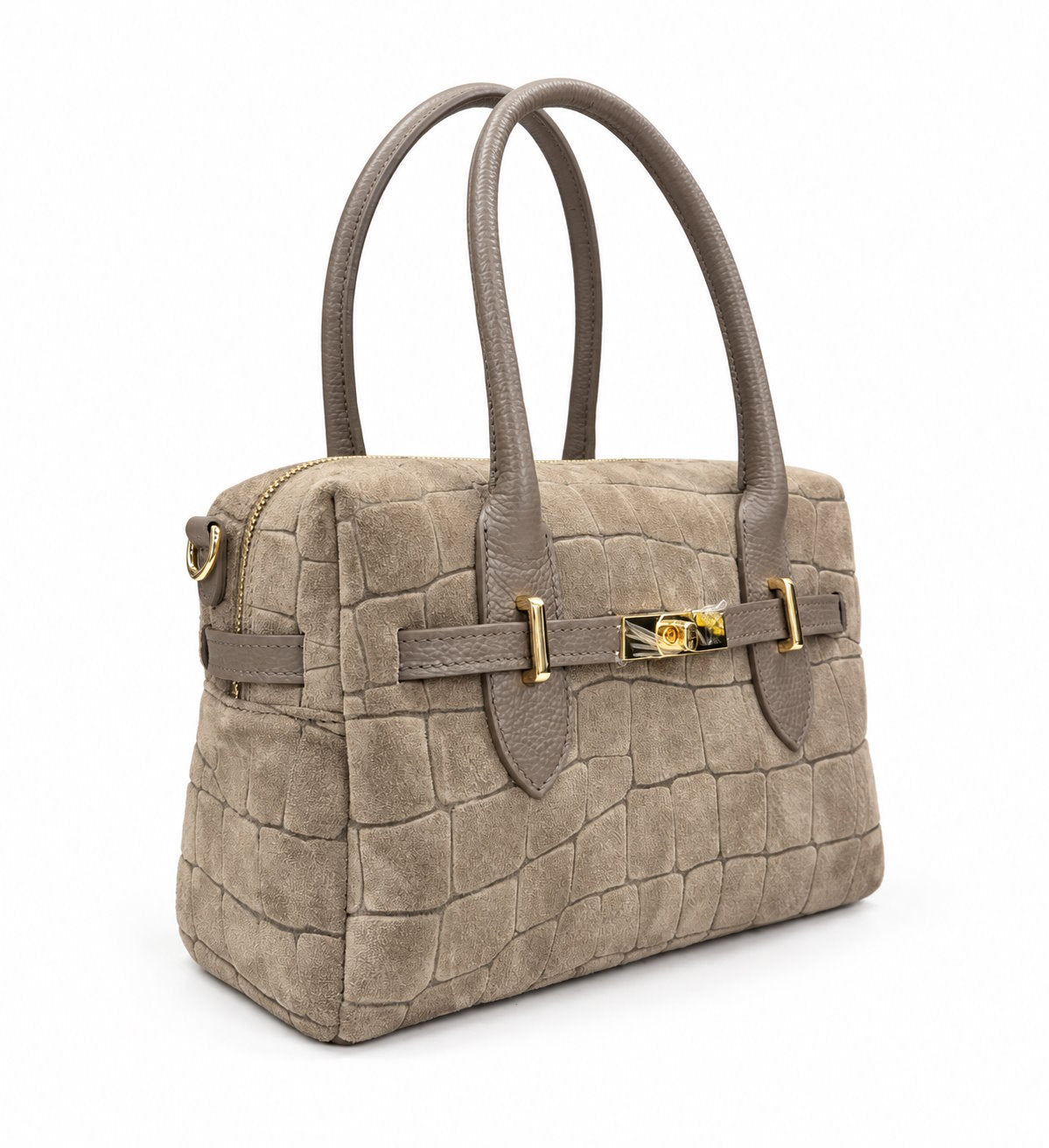 Structured Handbag in Genuine Printed Suede Leather - Made in Italy - Art. 26156